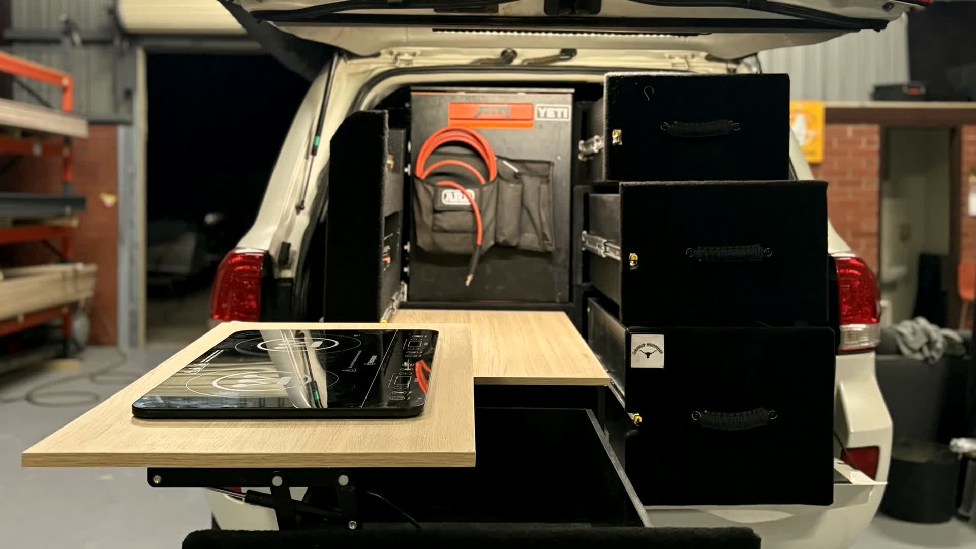 LandCruiser 200 touring kitchen with slide-out table