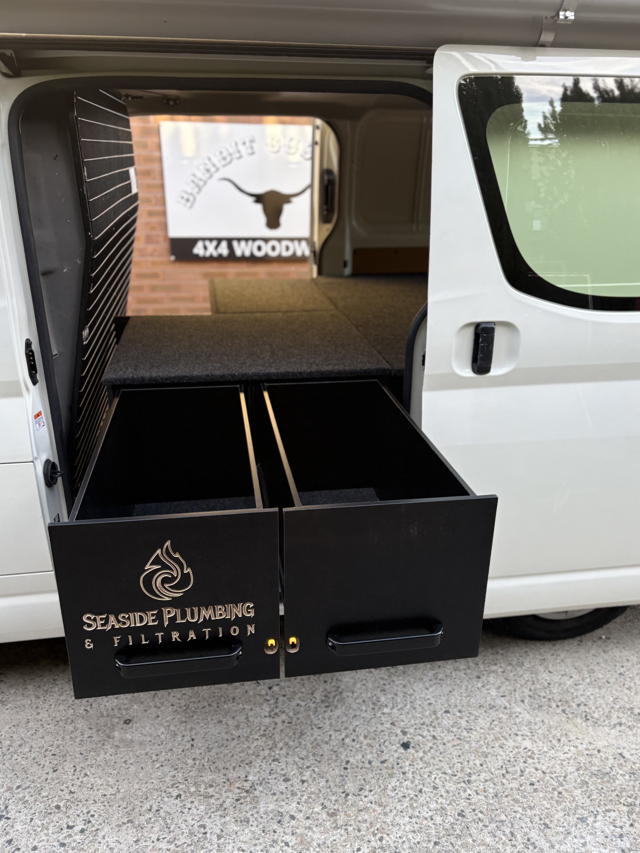 Side-door drawers on the Seaside van