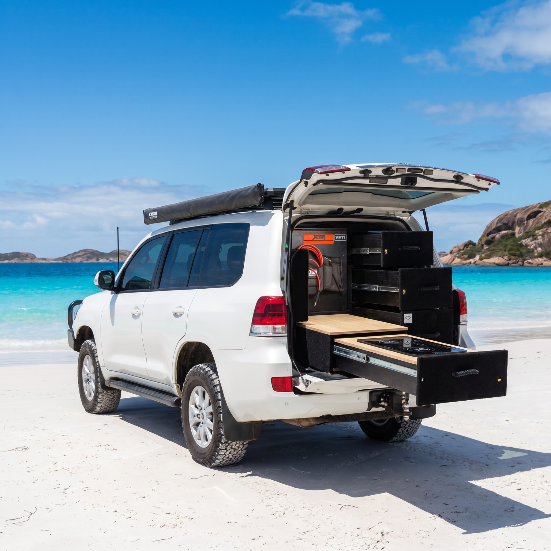 Rear drawer system up close